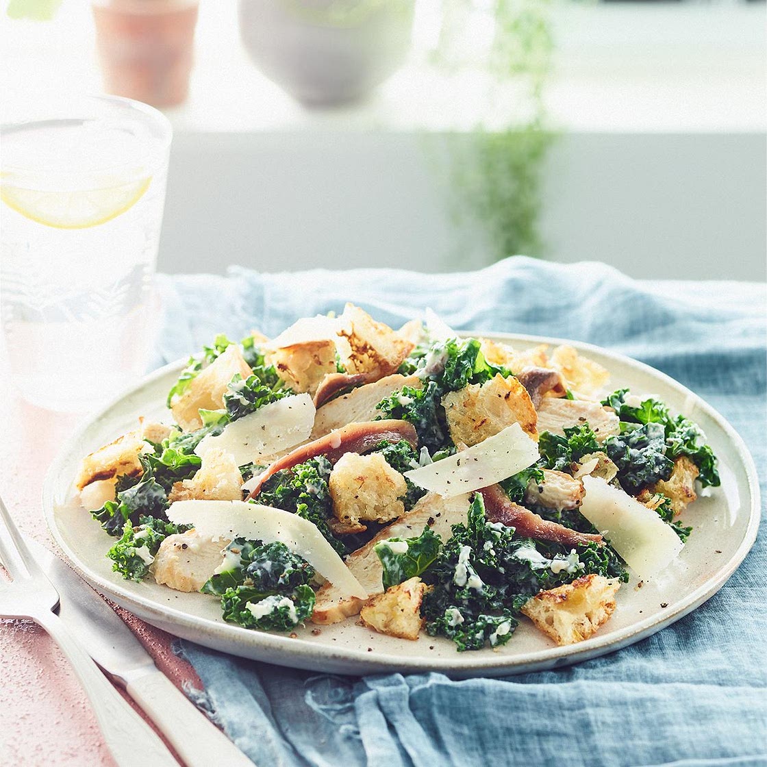 Kale chicken Caesar salad