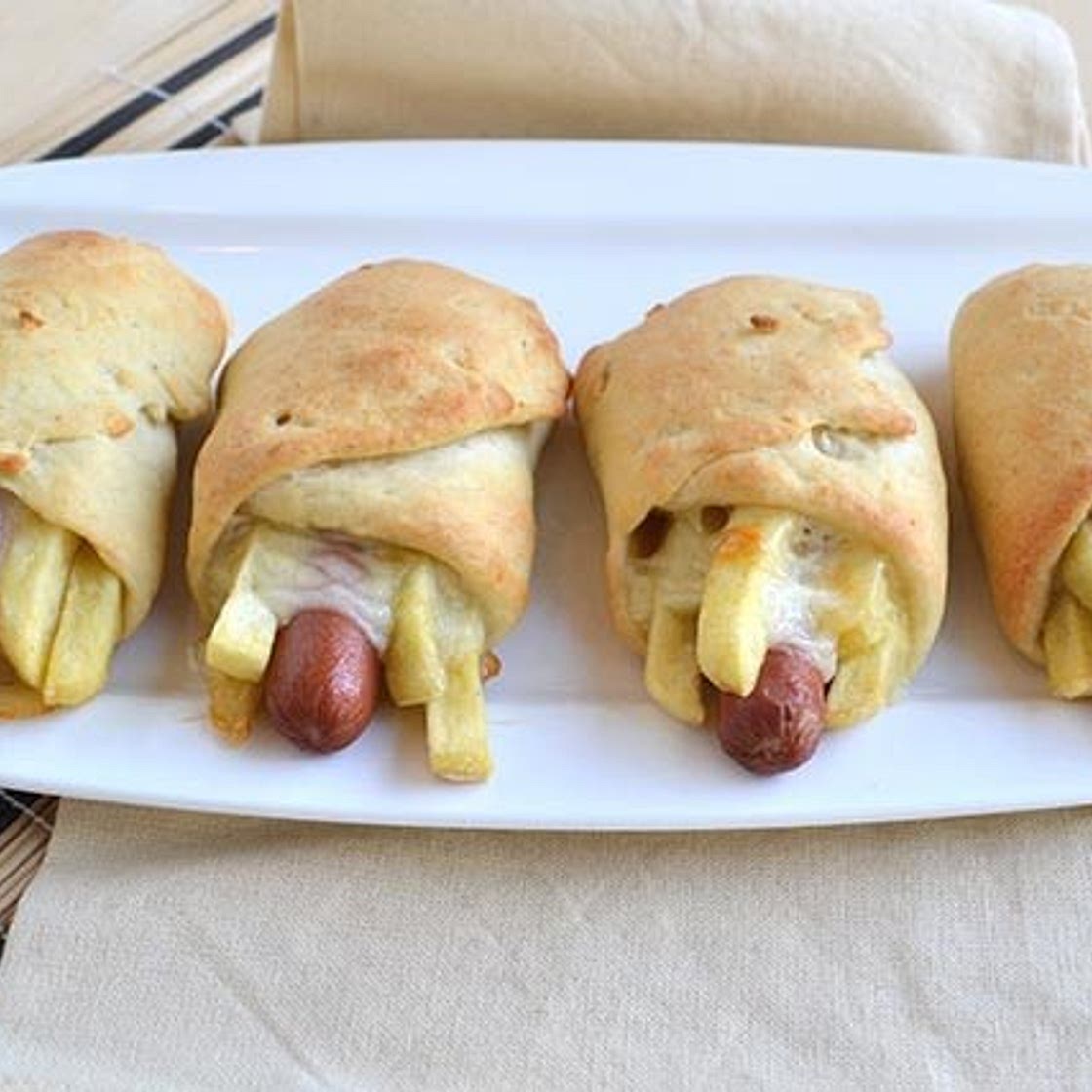 Fagottini con wurstel e patatine