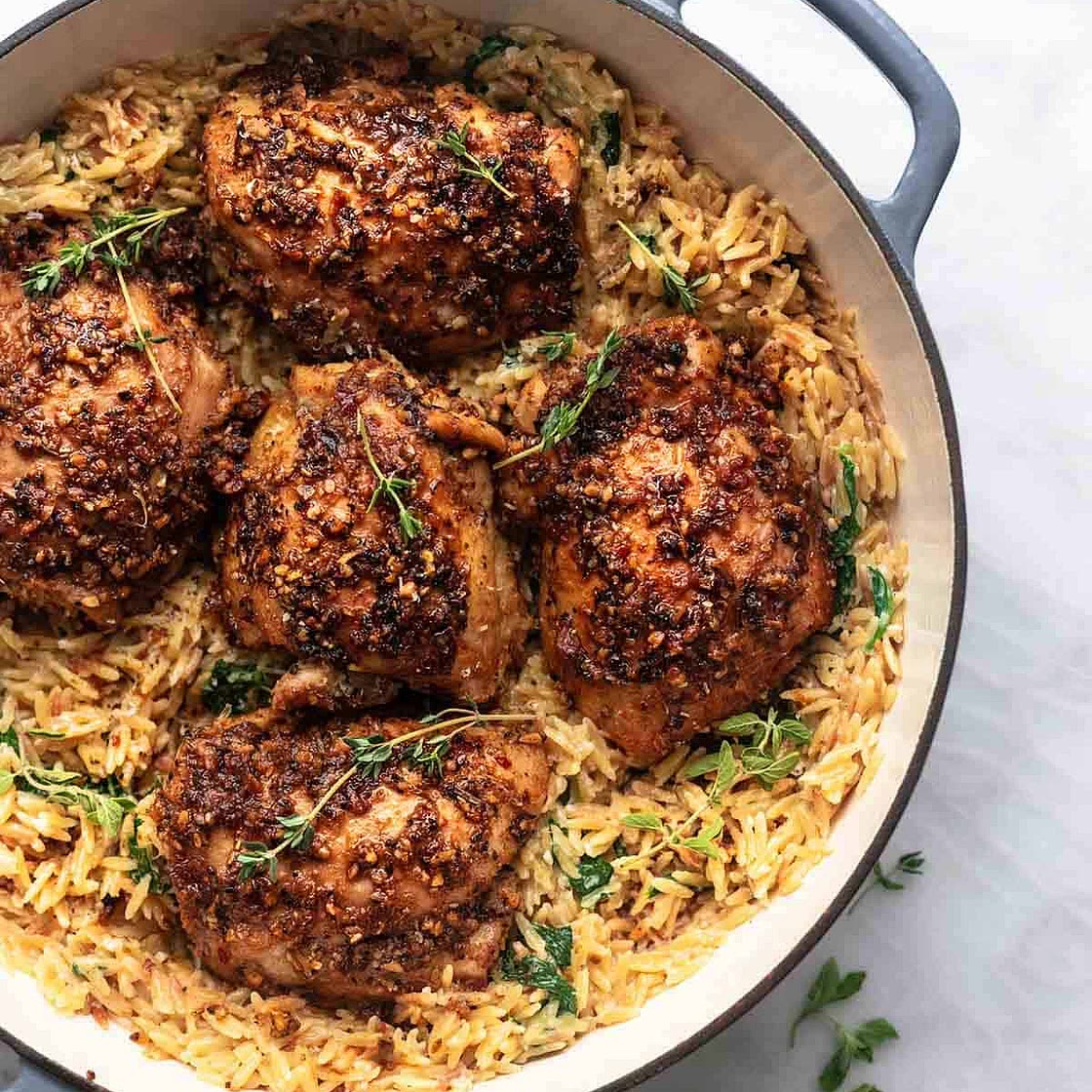 One Pot Greek Chicken and Orzo