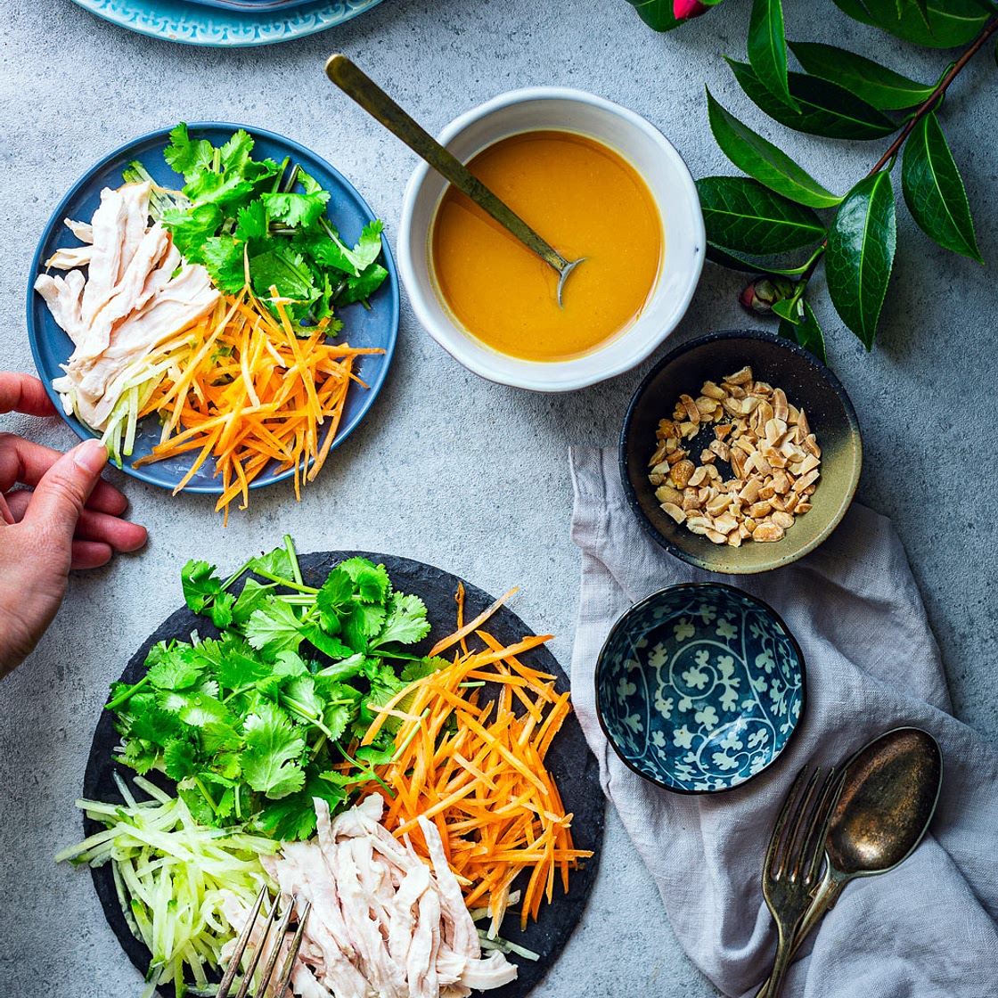Shredded Chicken Salad - Asian Peanut dressing