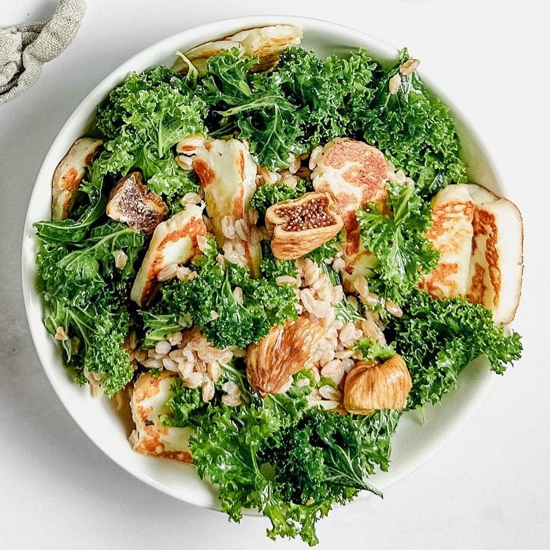 Halloumi Grain Bowls with Figs and Charred Lemons