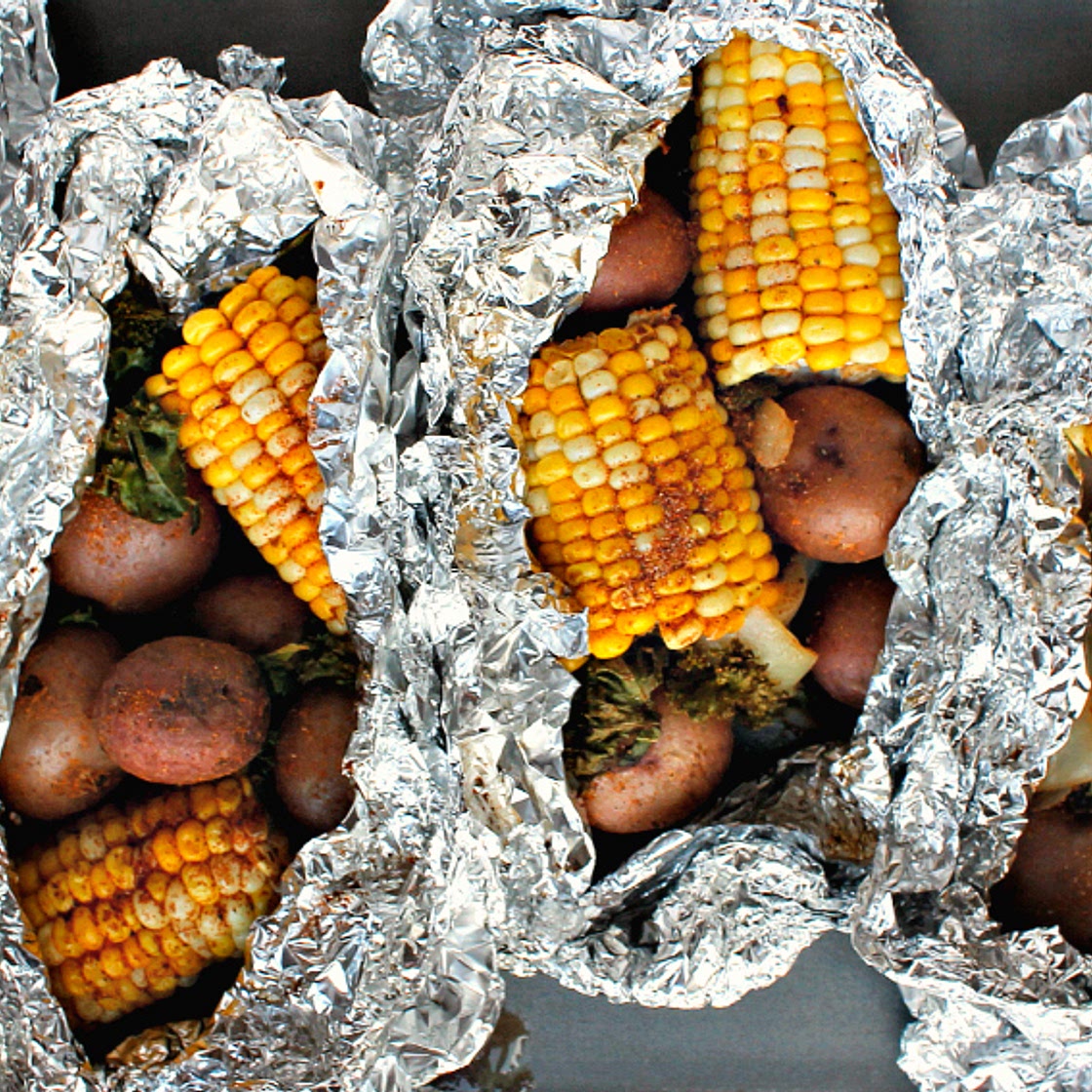 Grilled Cajun Veggie Foil Packs