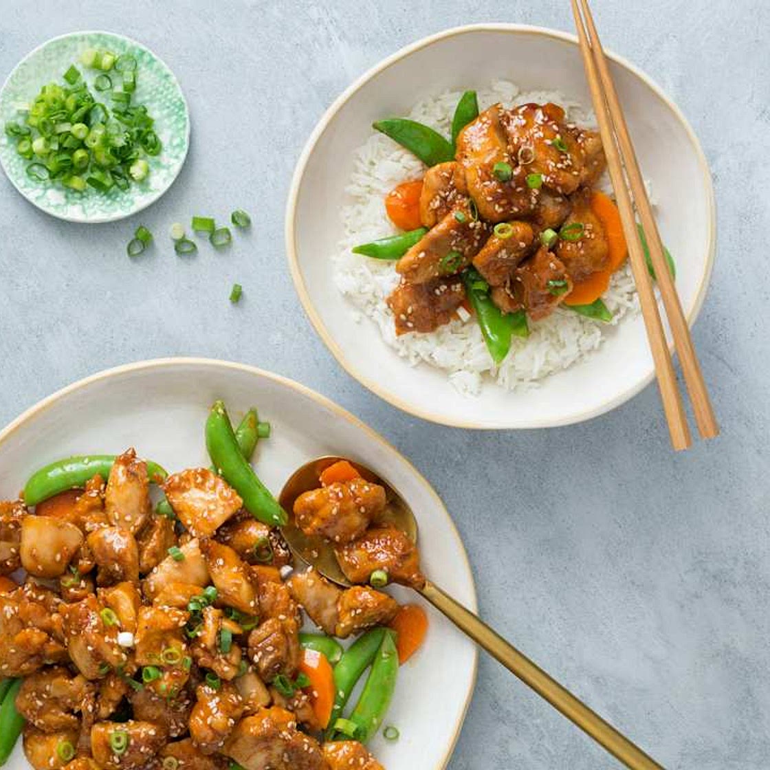 Sticky sesame chicken