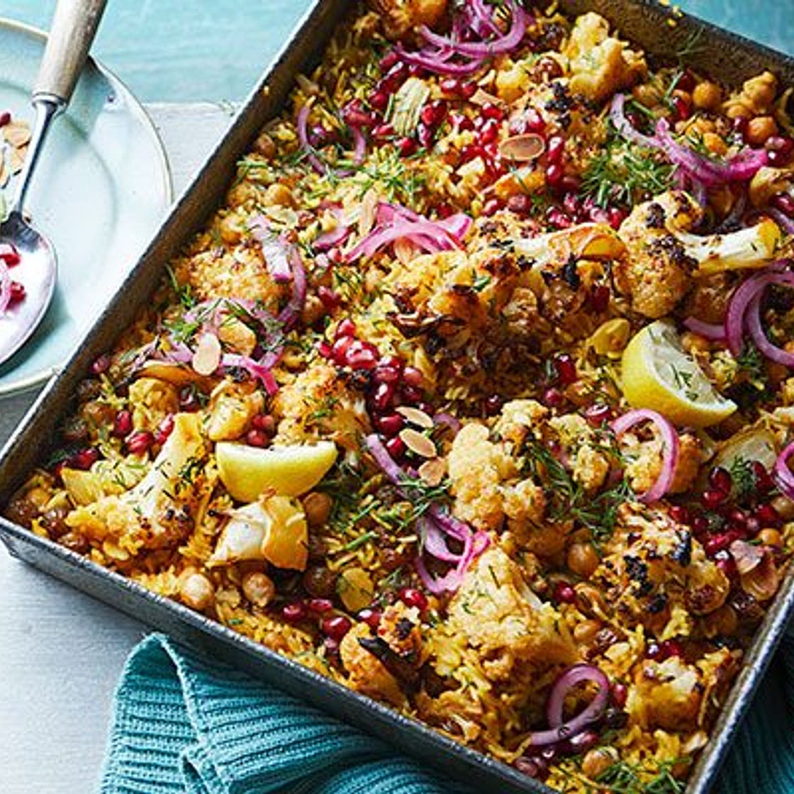 Harissa cauliflower pilaf