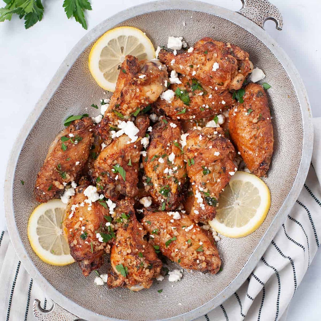 Crispy Lemon Feta Chicken Wings