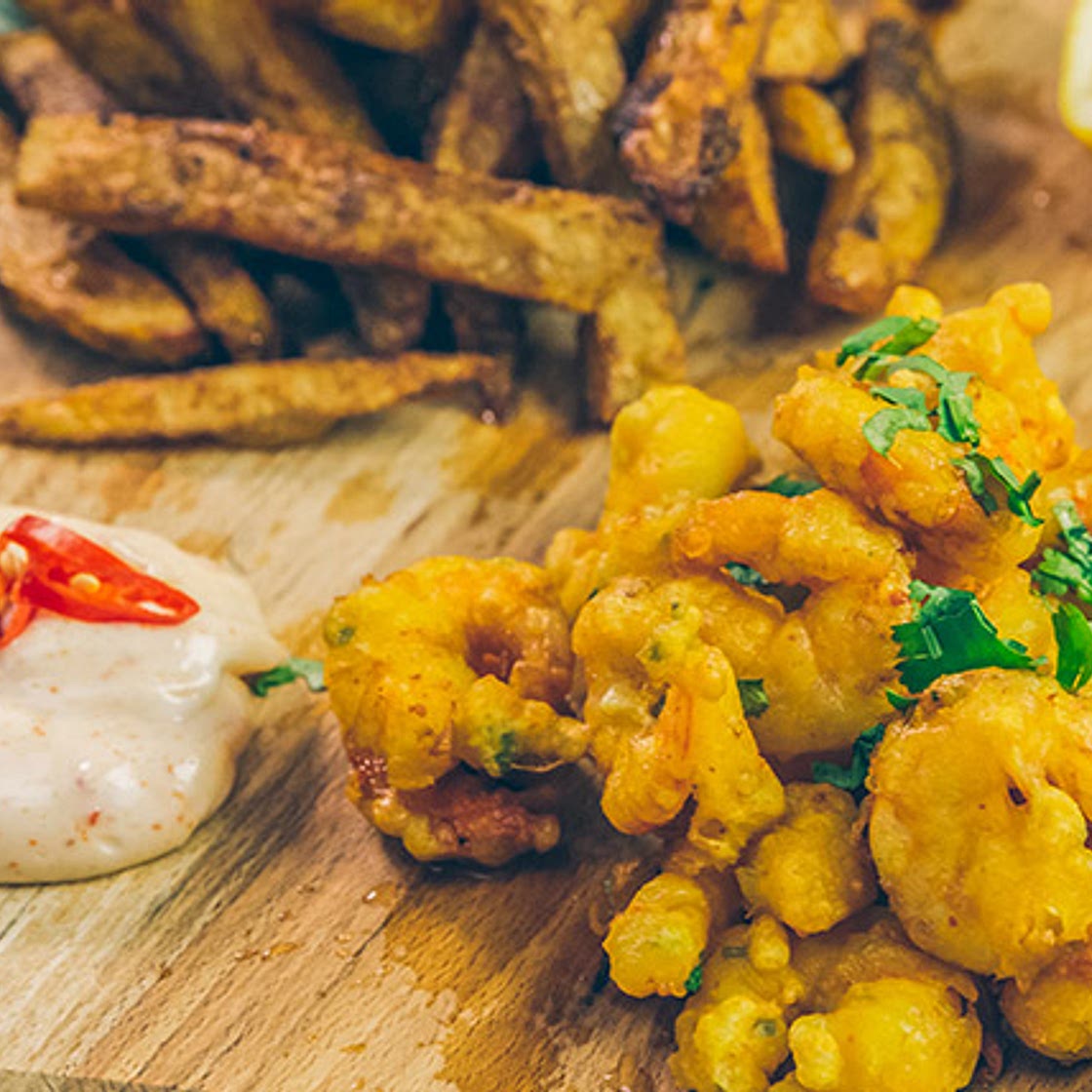 Indian Scampi with Masala Chips