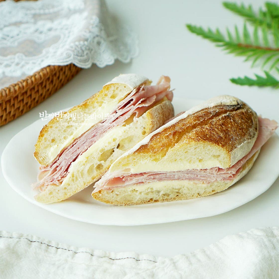 잠봉뵈르 샌드위치 만들기 간단 바게트 샌드위치 레시피