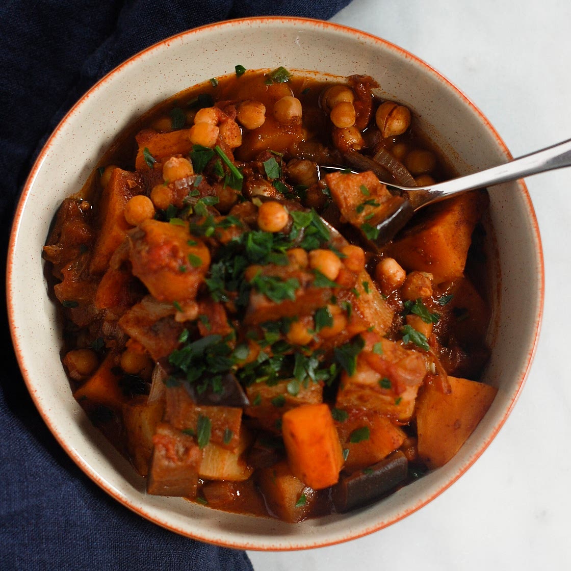 Aubergine and Sweet Potato Casserole