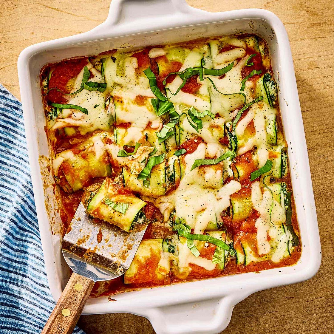 Zucchini Lasagna Rolls with Smoked Mozzarella