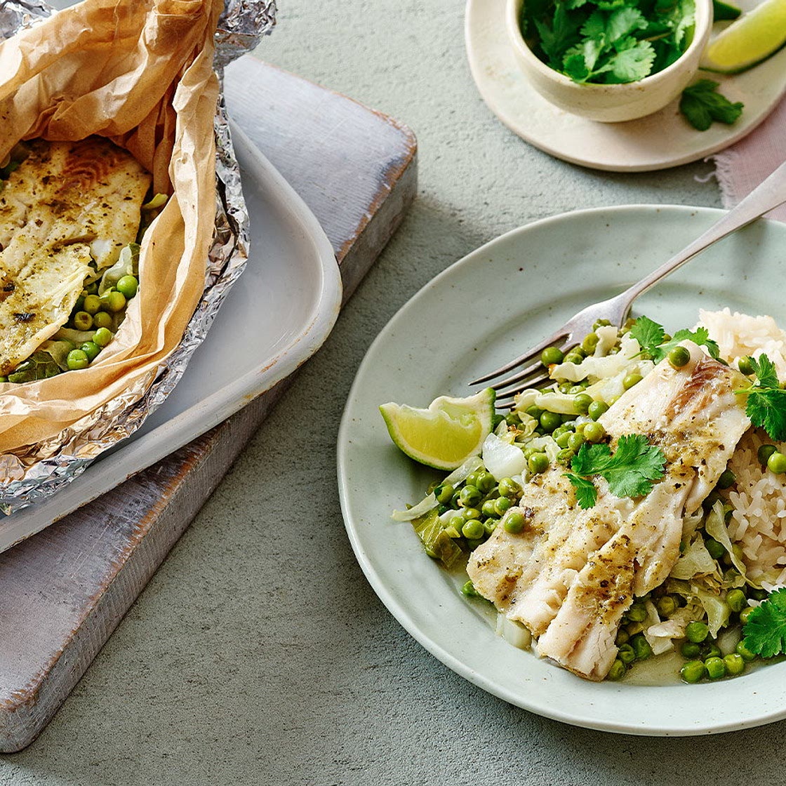 Thai coconut fish with rice