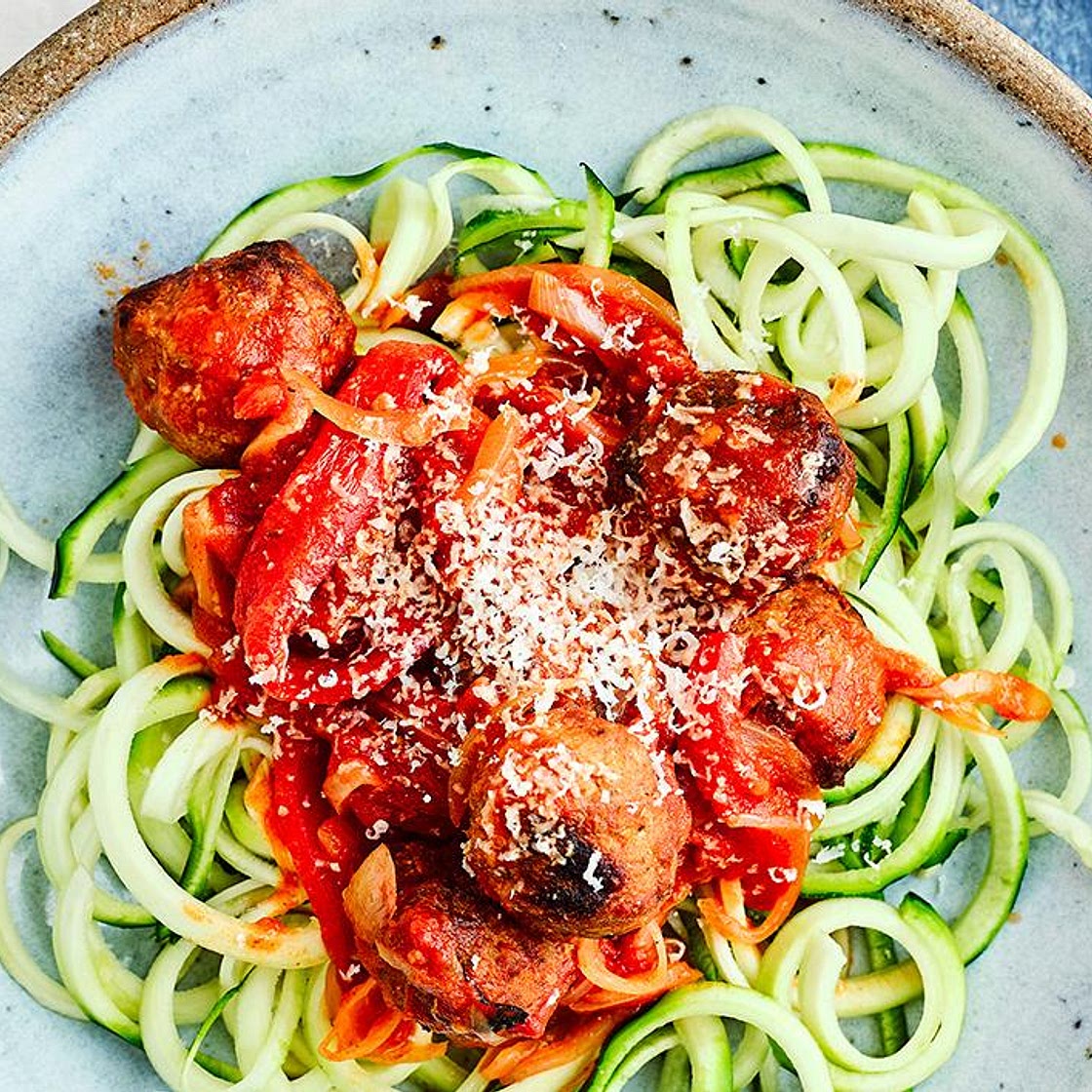 Smoky pork meatballs with courgetti