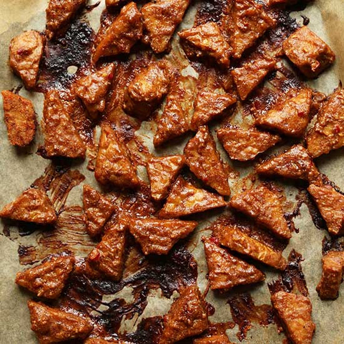 Marinated Peanut Tempeh (7 Ingredients!)