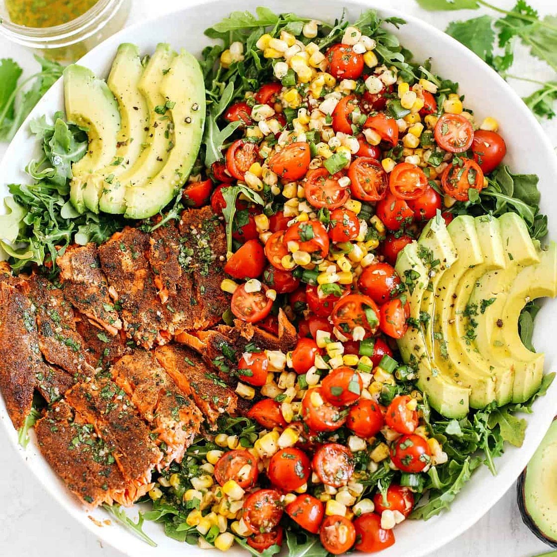 Chili-Rubbed Salmon with Summer Corn Salad