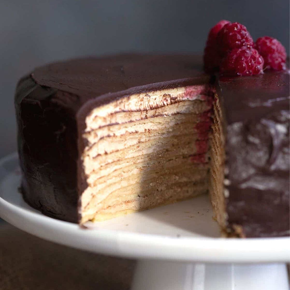 Keto Crepe Cake with Chocolate Ganache