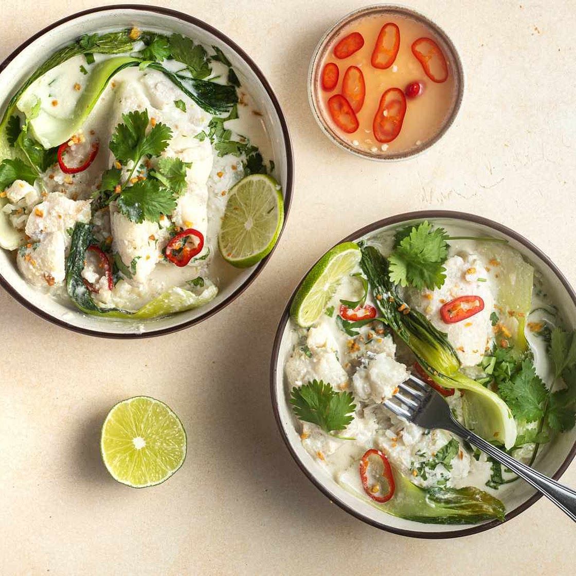 Coconut Poached Cod with Ginger and Lime