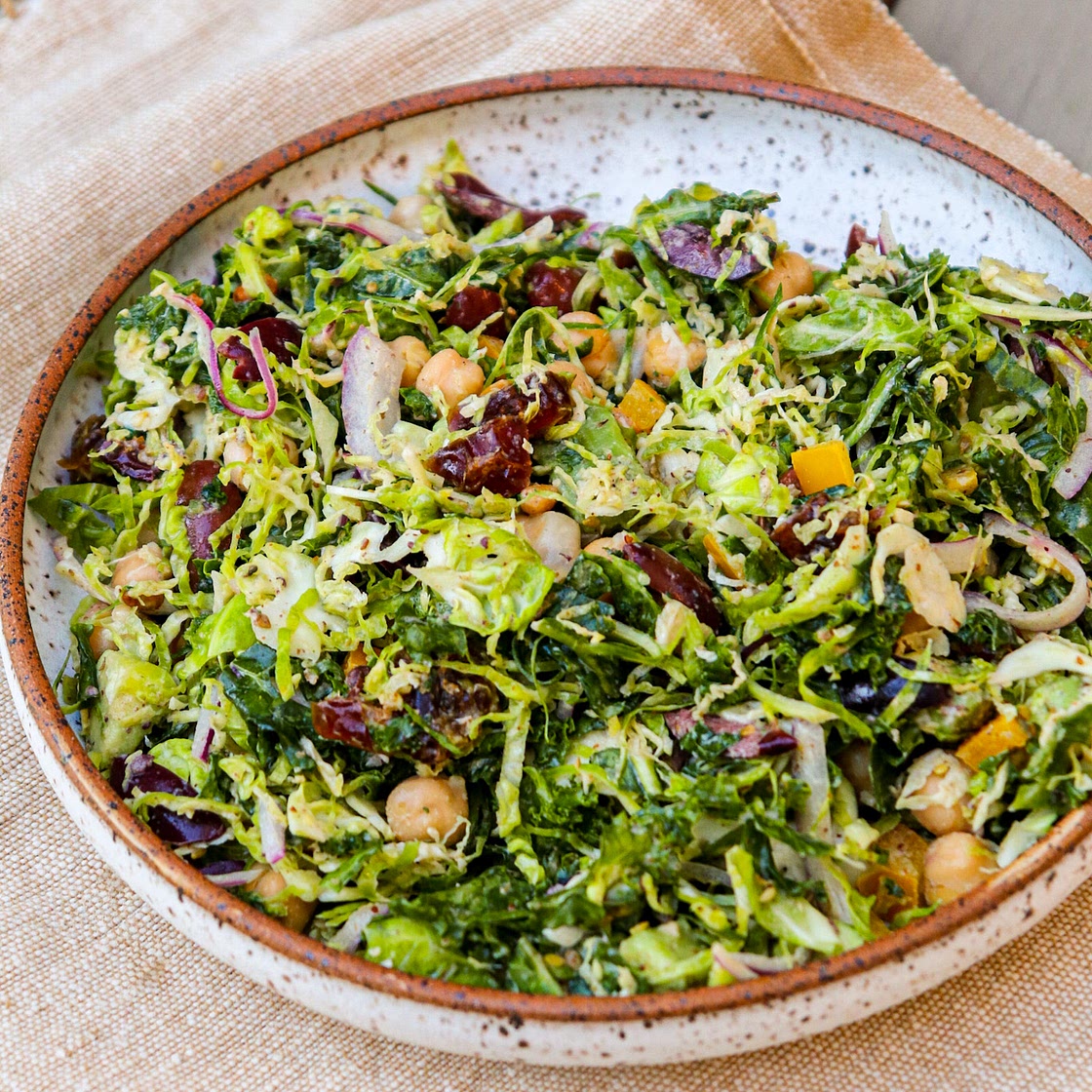 Za'atar Shaved Brussels Sprout Salad (vegan, gluten free)