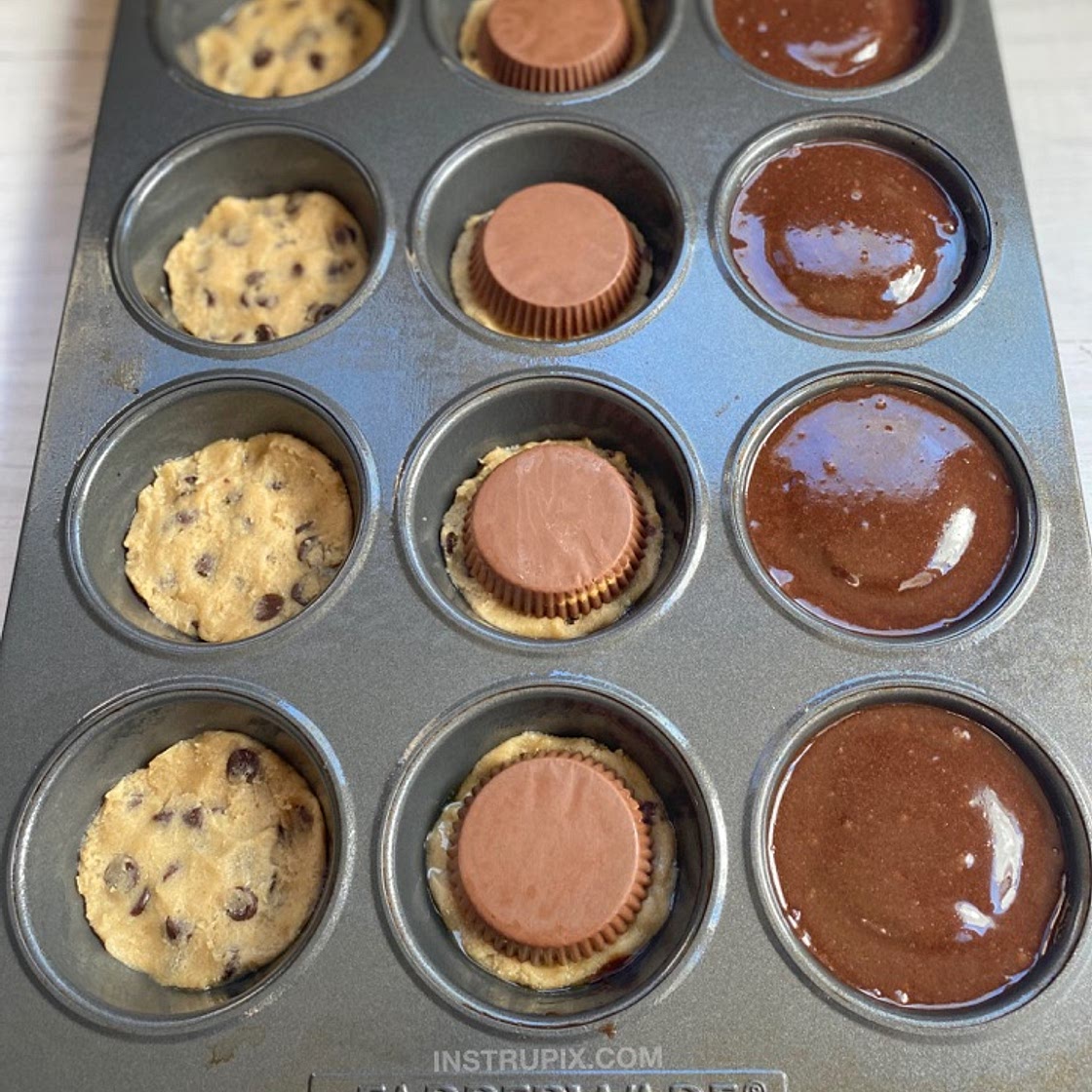 Peanut Butter Cup Stuffed Brookies