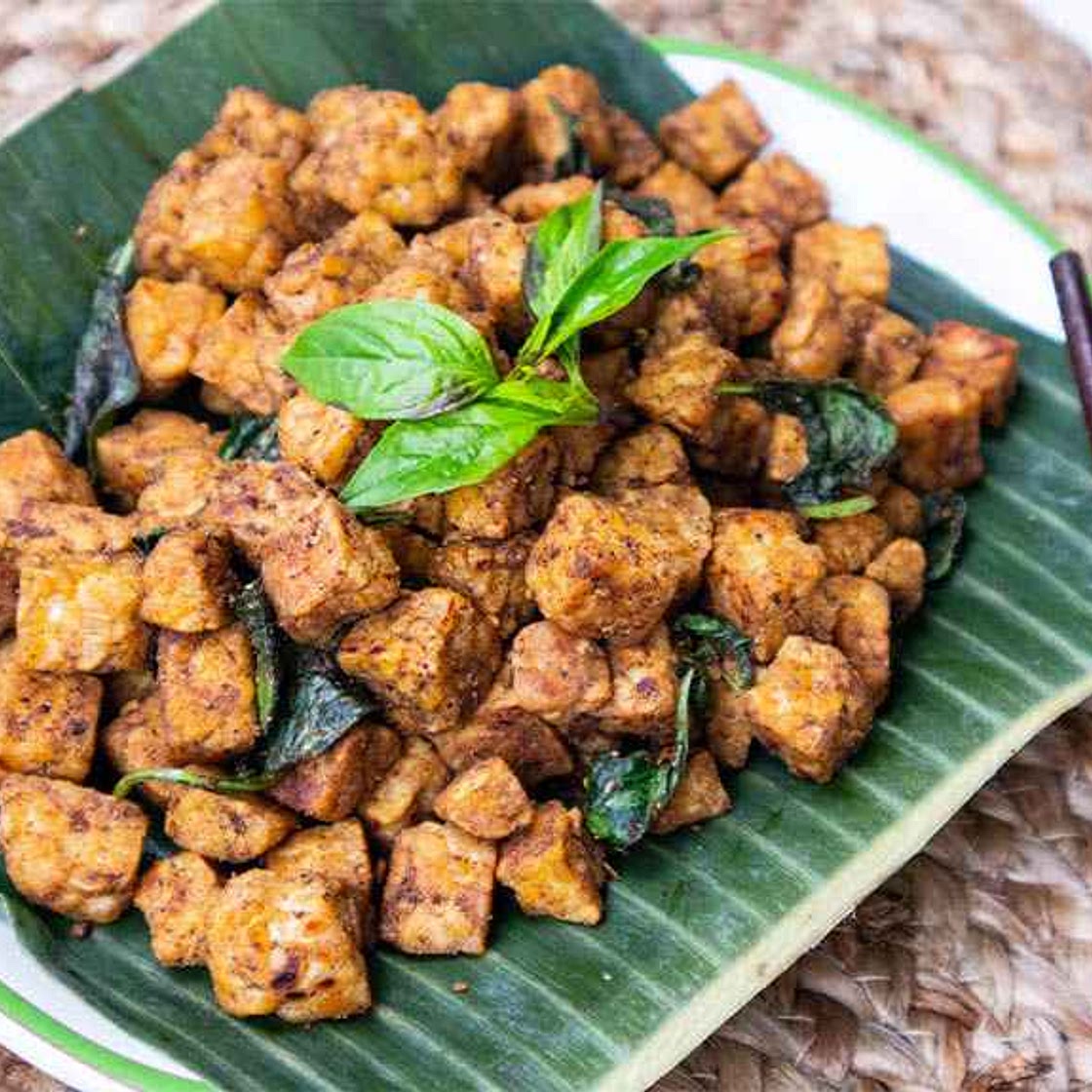 Five-Spice Pan-Fried Tempeh Popcorn