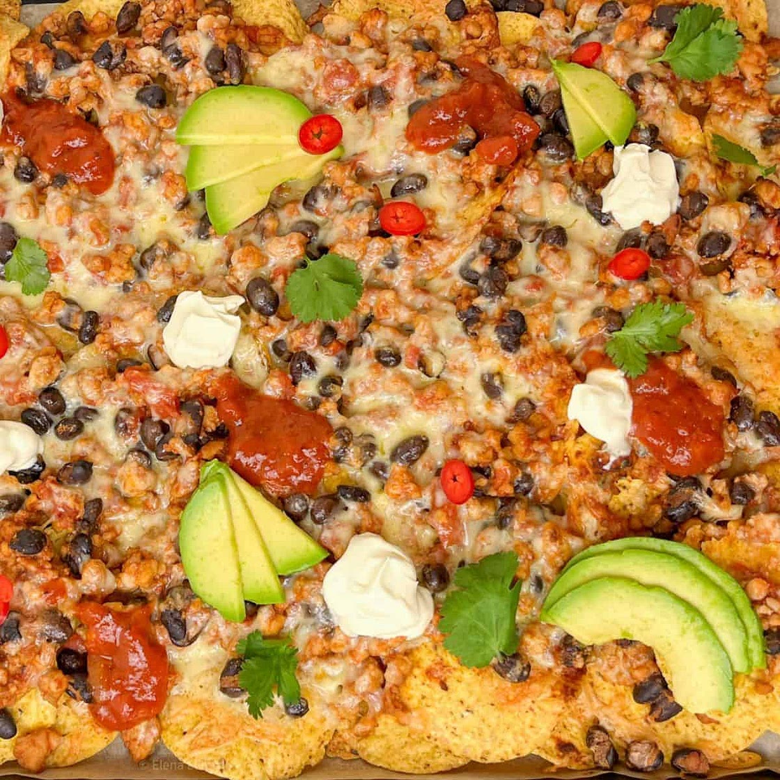 Cheesy Baked Chicken Nachos Supreme Recipe