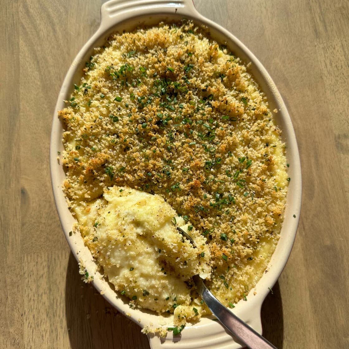 Cheesy Baked Sage Brown Butter Mashed Potatoes