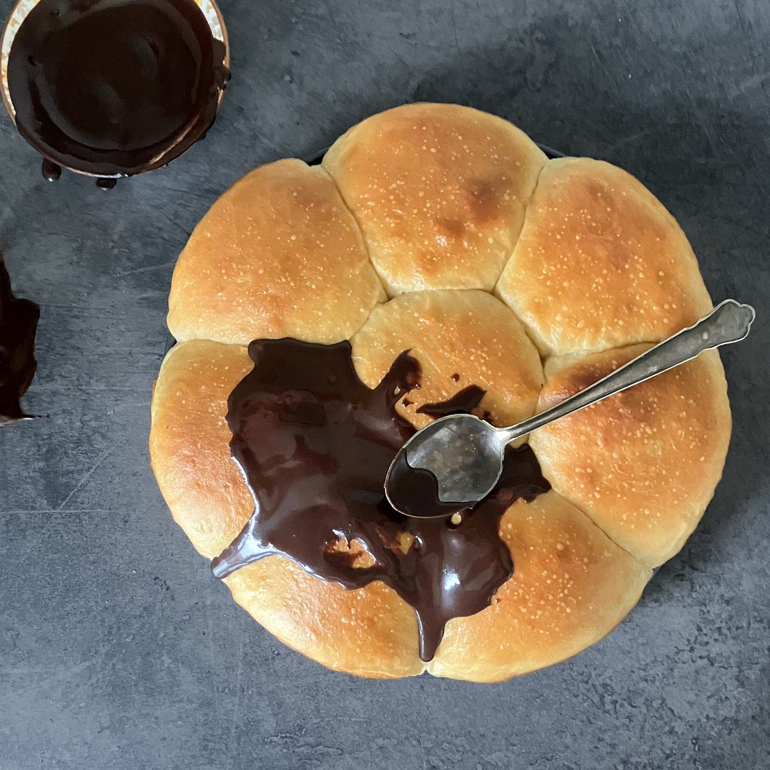Chocolate-Filled Overnight Buns (with a simple chocolate icing)