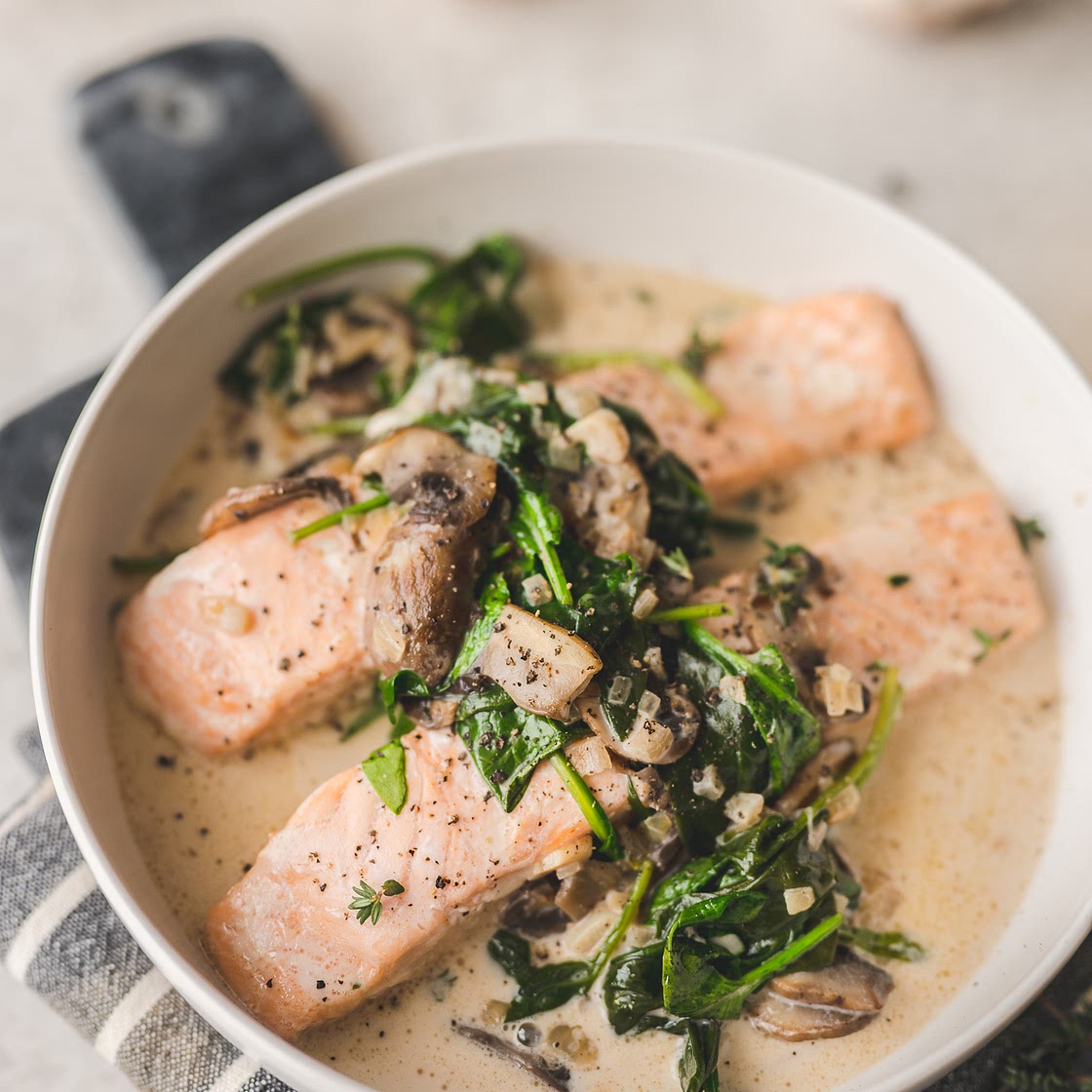 Salmon Florentine- dairy free, low carb