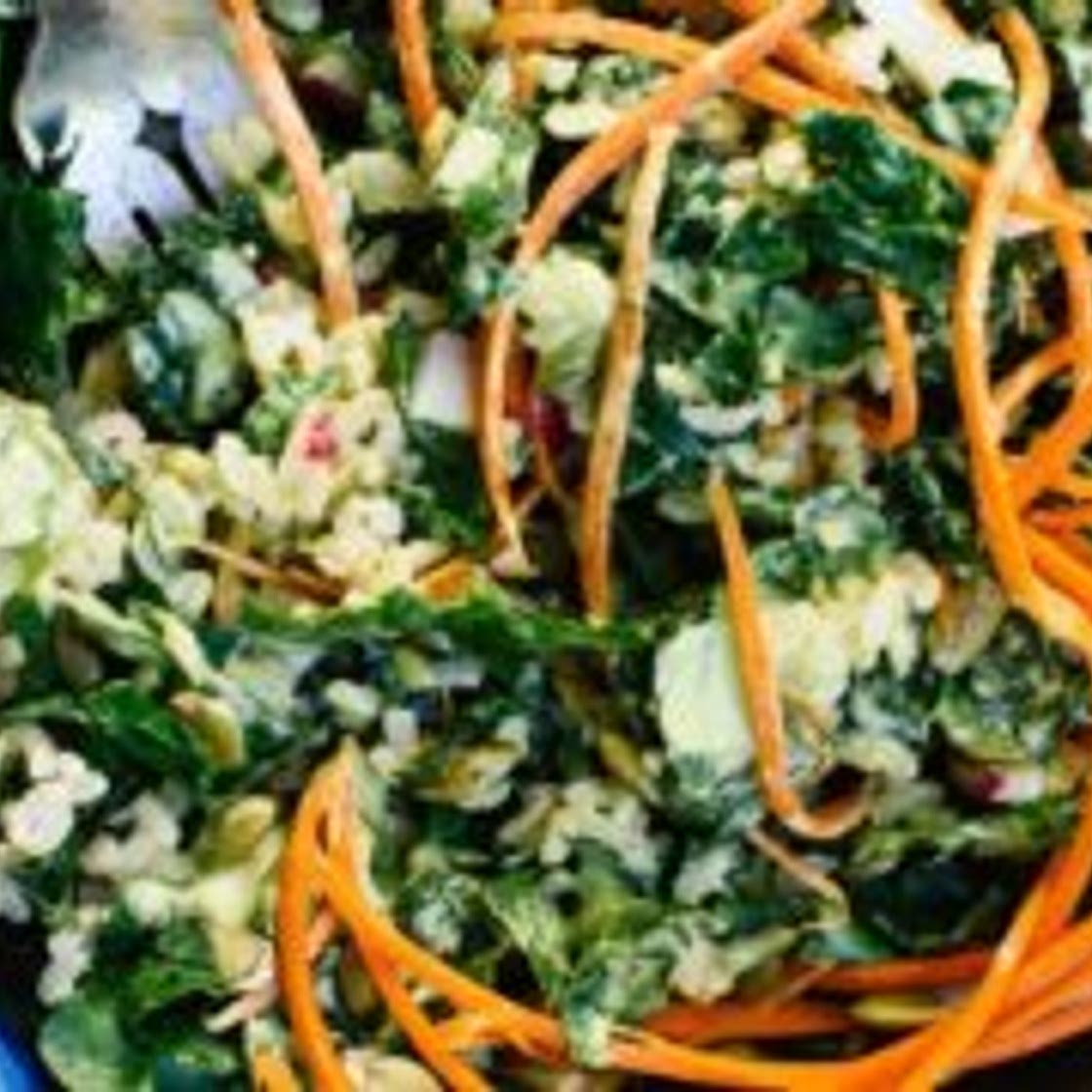 Anything-Goes Kale Salad with Green Tahini Dressing