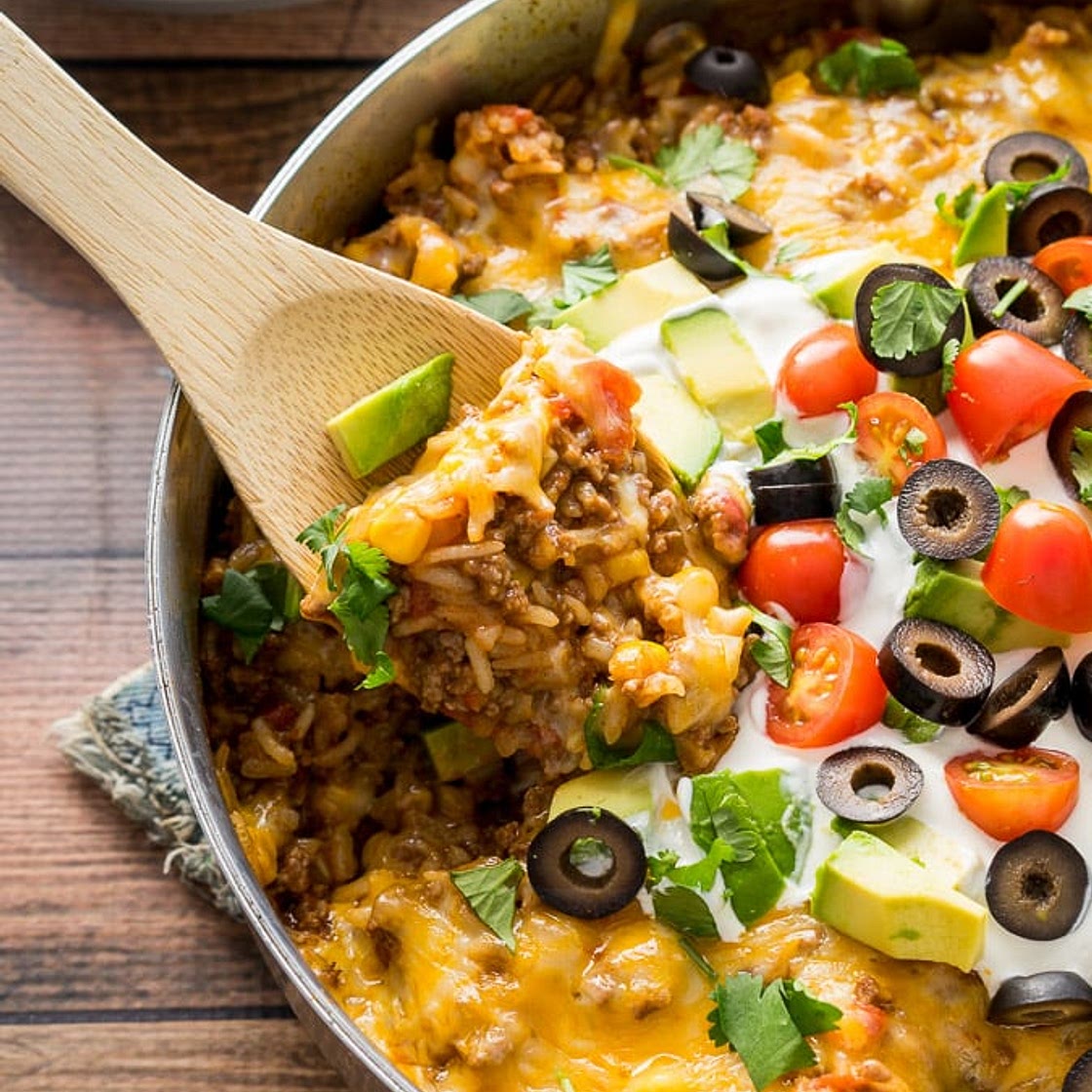 Mexican Beef and Rice Skillet