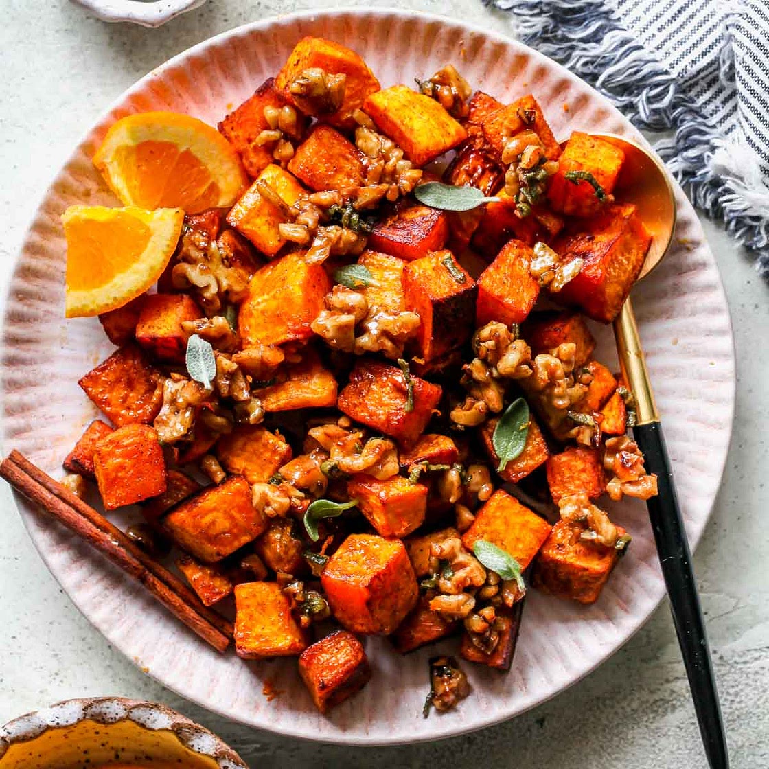 Roasted Butternut Squash with Candied Walnuts