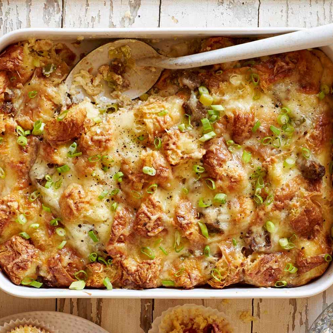 Cheesy Sausage-And-Croissant Casserole
