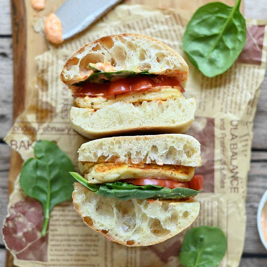 Halloumi Sandwich with Red Pepper Aioli