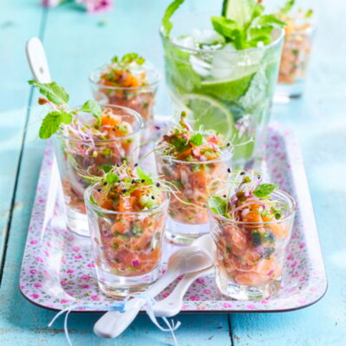 Tartares de saumon et mojito