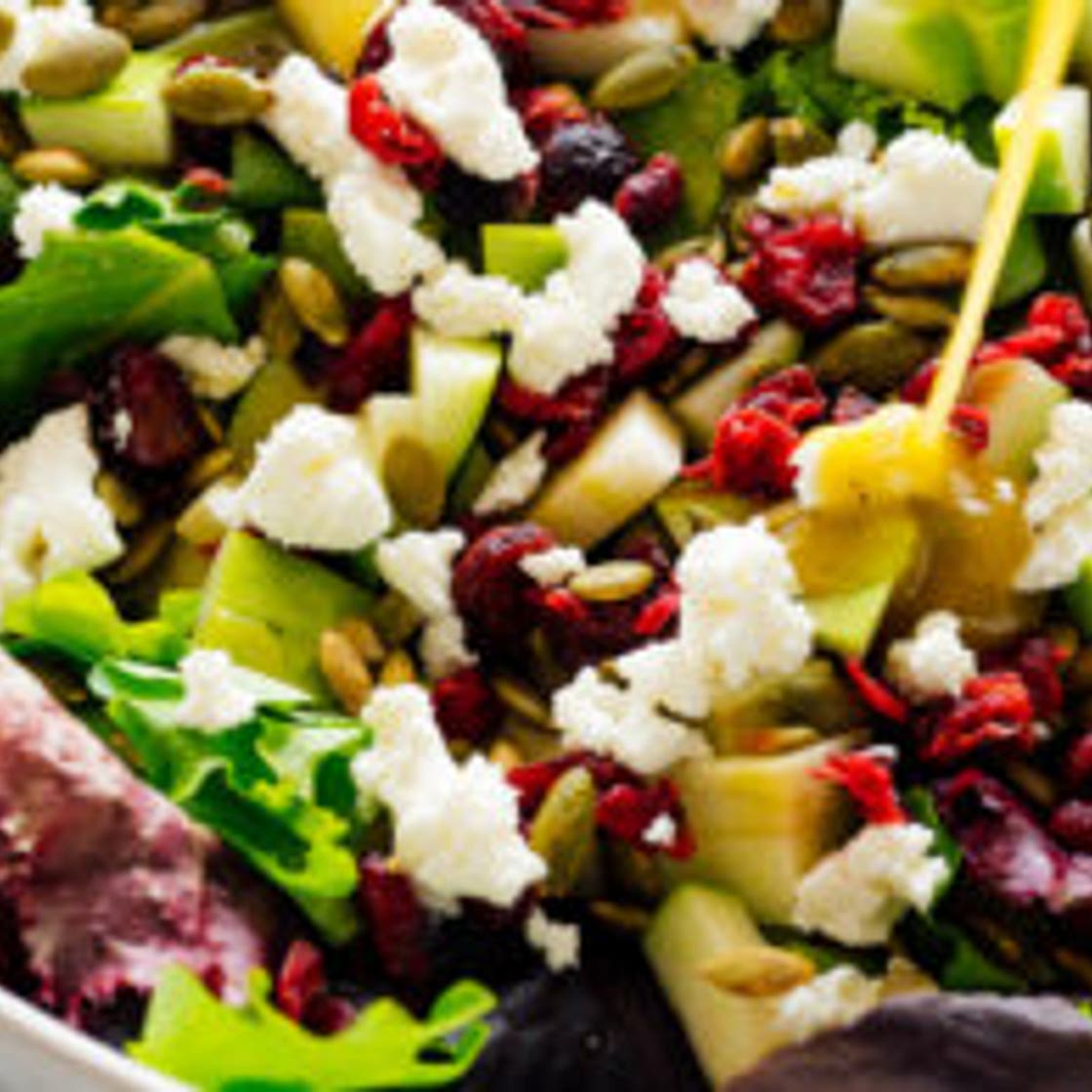 Favorite Green Salad with Apples, Cranberries and Pepitas