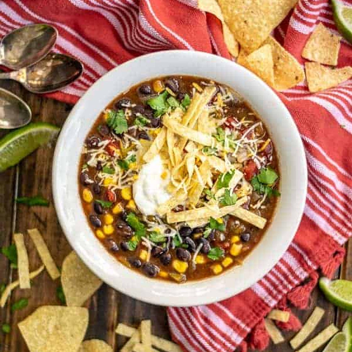 Slow Cooker Black Bean Tortilla Soup Recipe