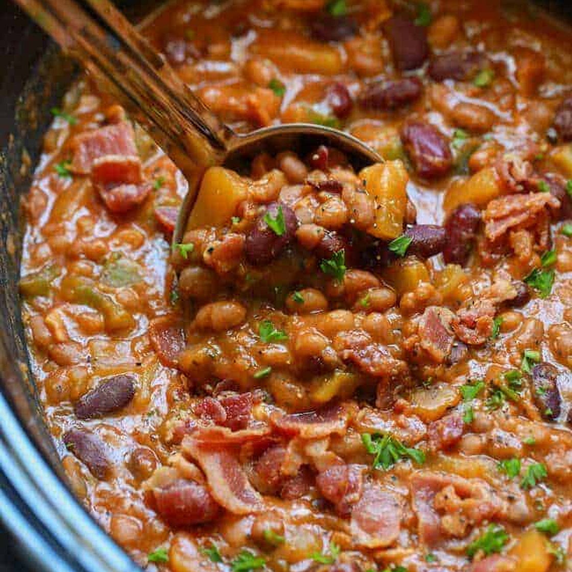 Pineapple Crock Pot Baked Beans