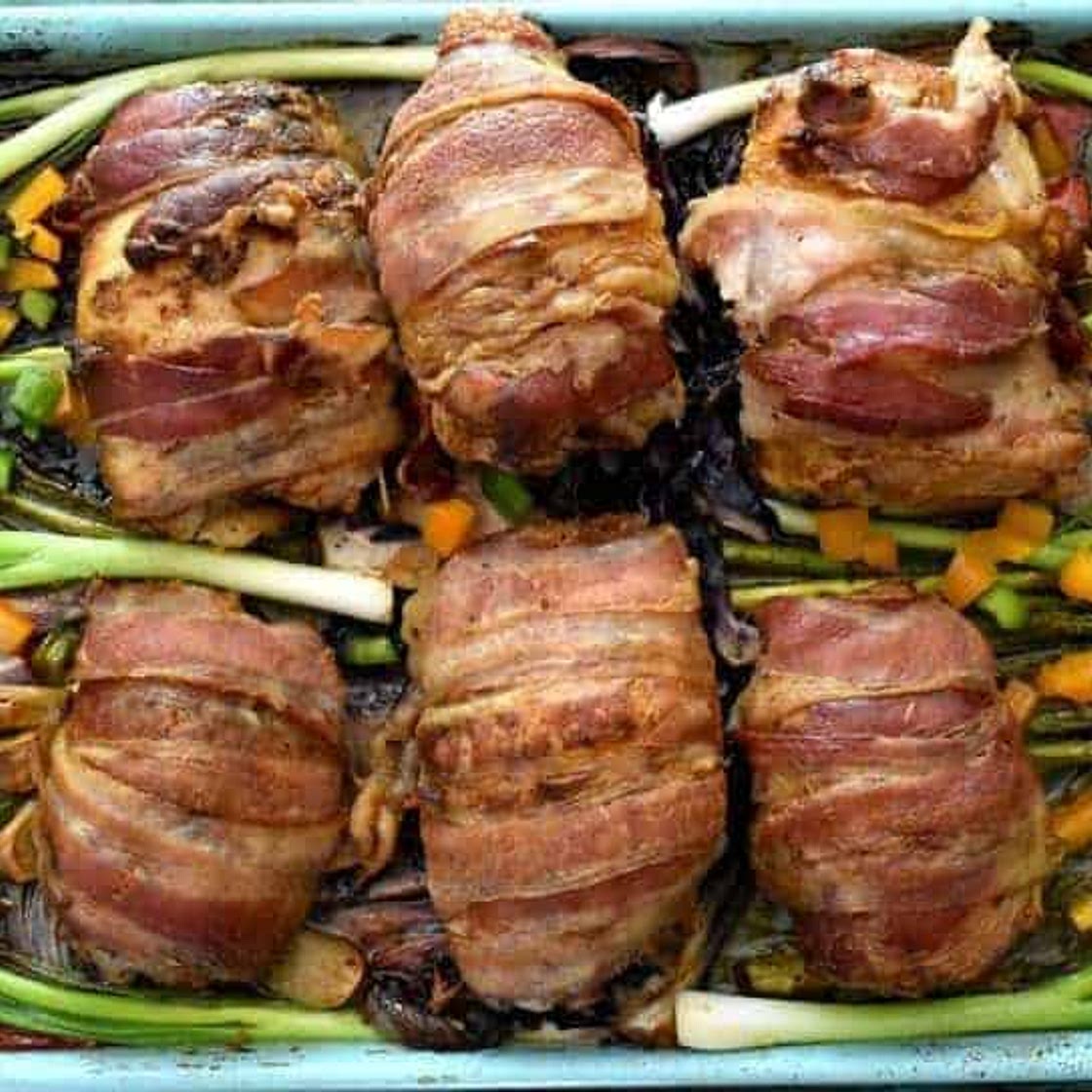 Keto Bacon Wrapped Tex-Mex Chicken Sheet Pan Dinner (Gluten-Free)