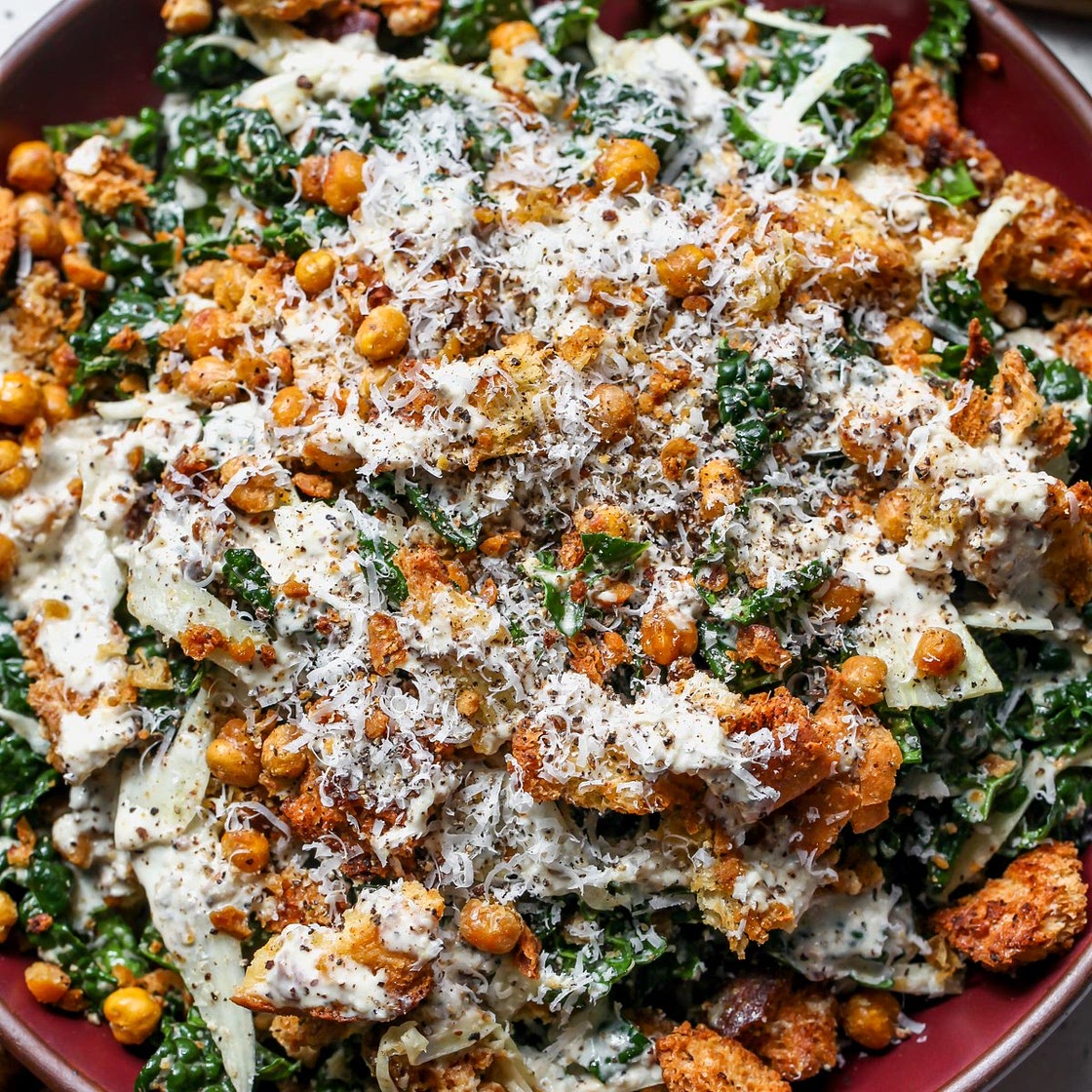 Cacio e Pepe Kale and Fennel Caesar
