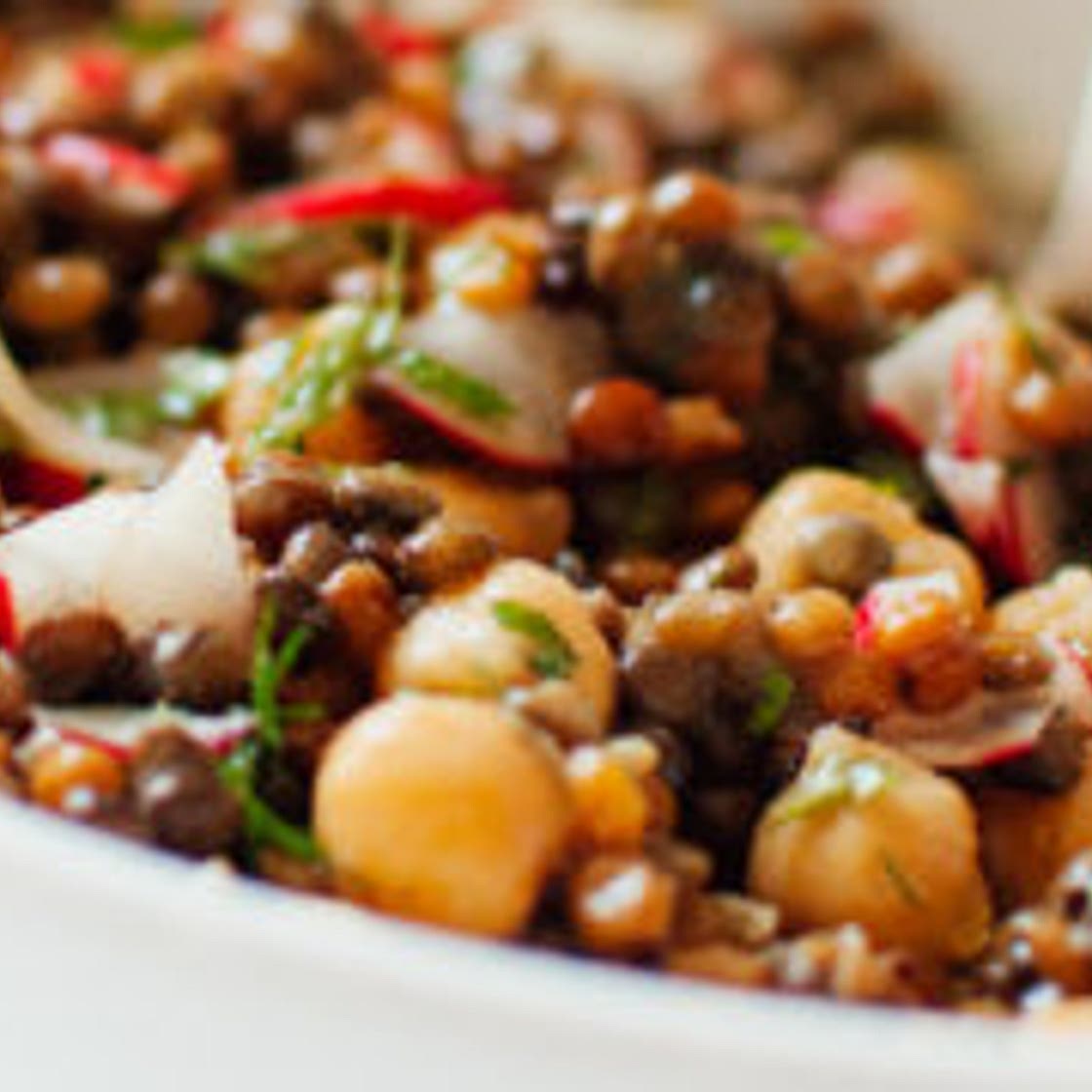 Lemony Lentil and Chickpea Salad with Radish and Herbs