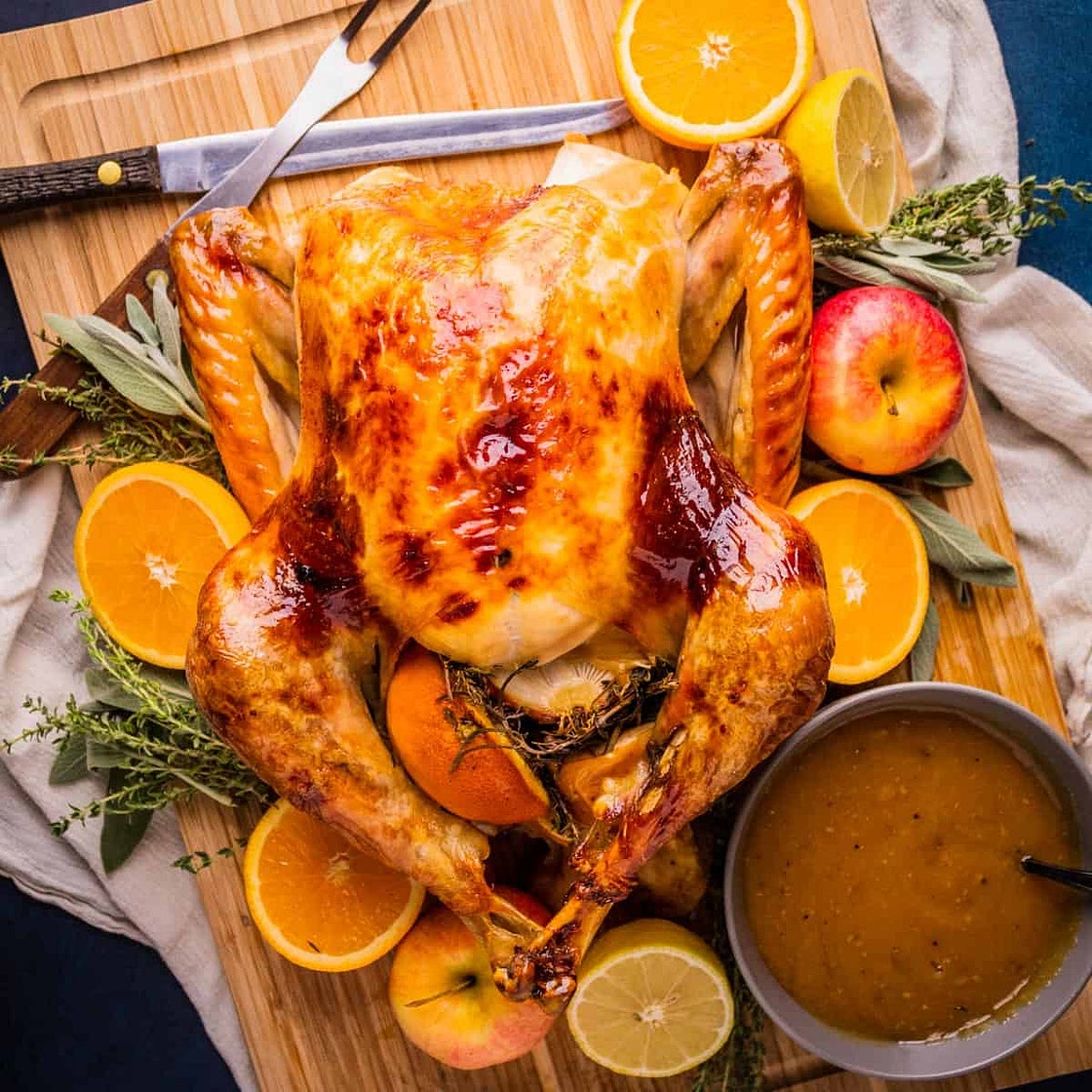 Juicy Oven Roasted Turkey with Maple Glaze