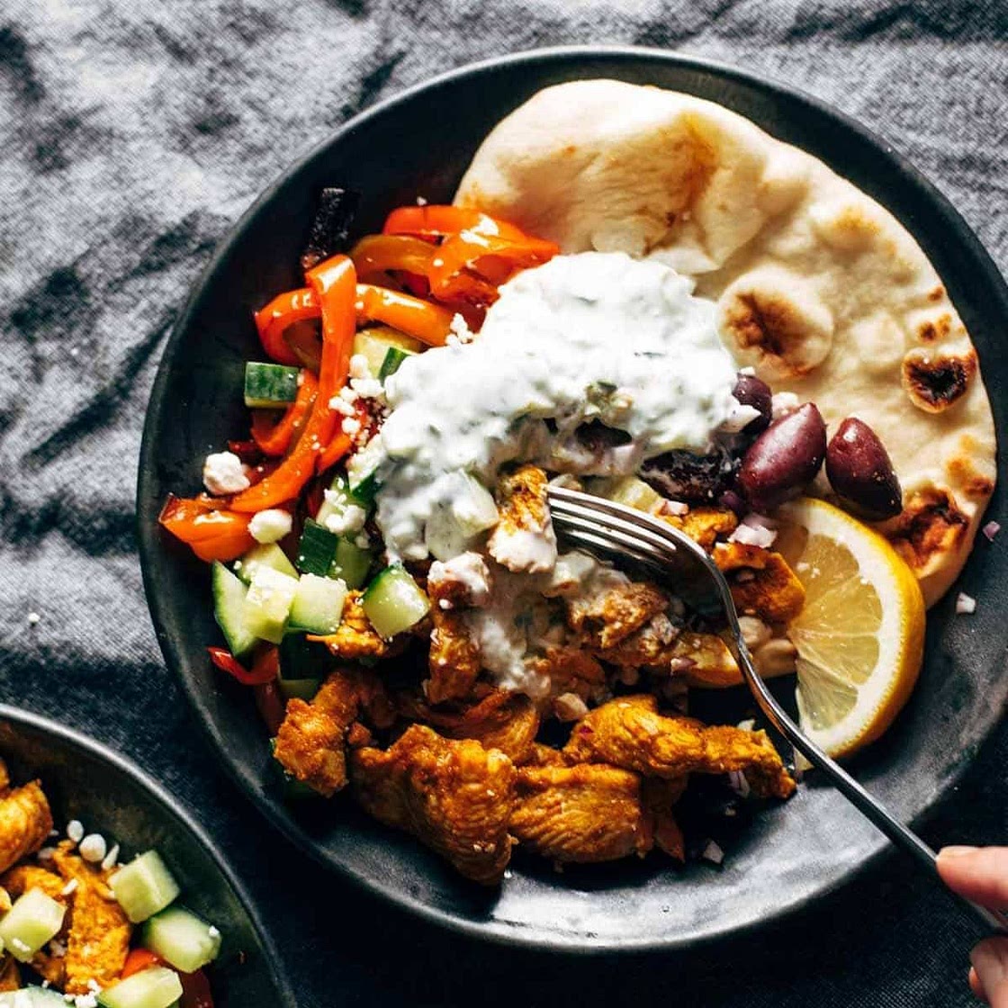 Sheet Pan Chicken Pitas with Tzatziki