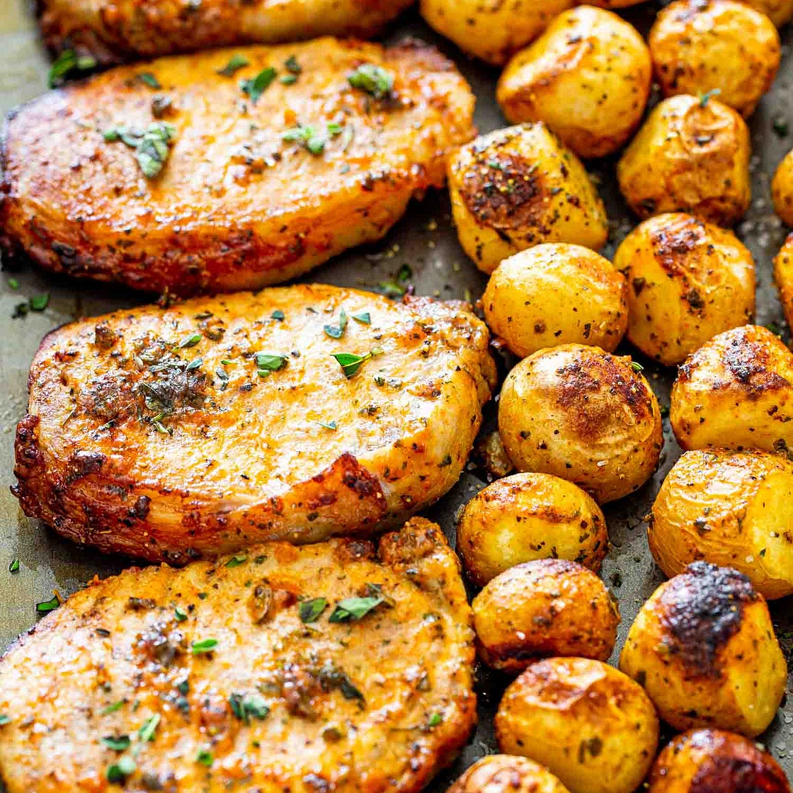 Ranch Pork Chops and Potatoes Sheet Pan Dinner