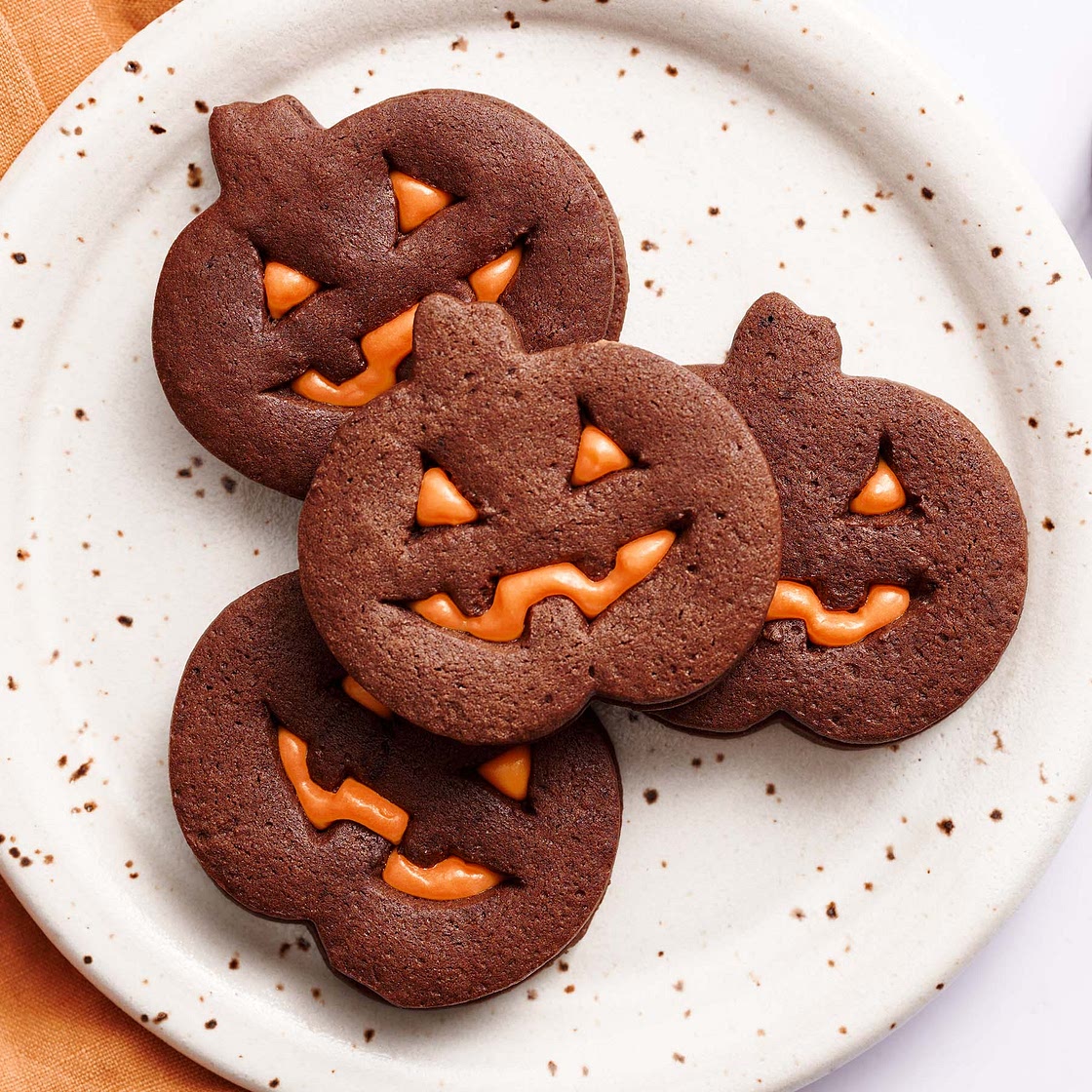 Jack-o'-Lantern Chocolate Sugar Cookies