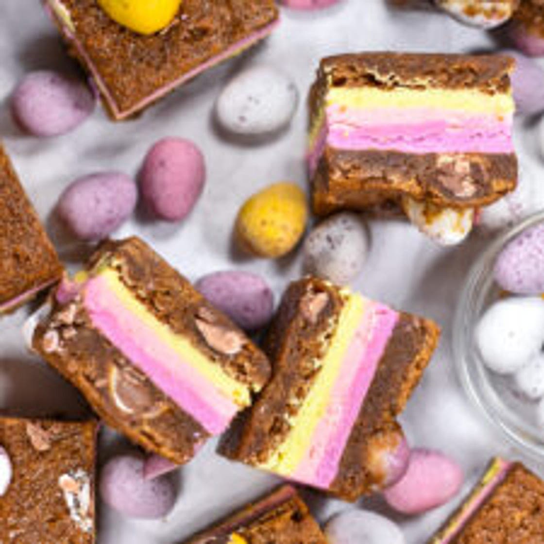 Mini Egg Blondies with White Chocolate Ganache