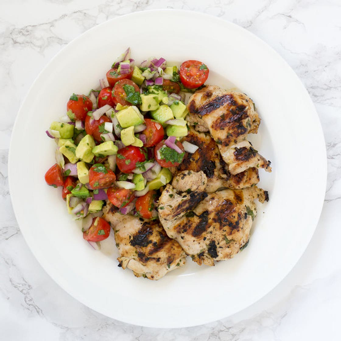 Cilantro-Lime Chicken Thighs with Avocado-Tomato Salsa