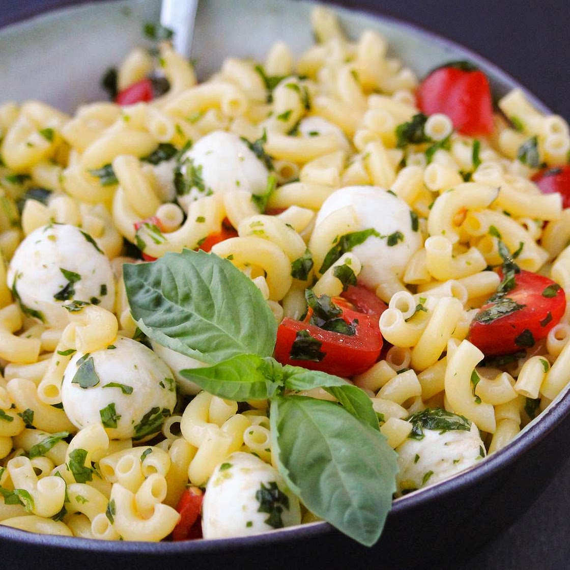 Pesto Pasta Caprese Salad