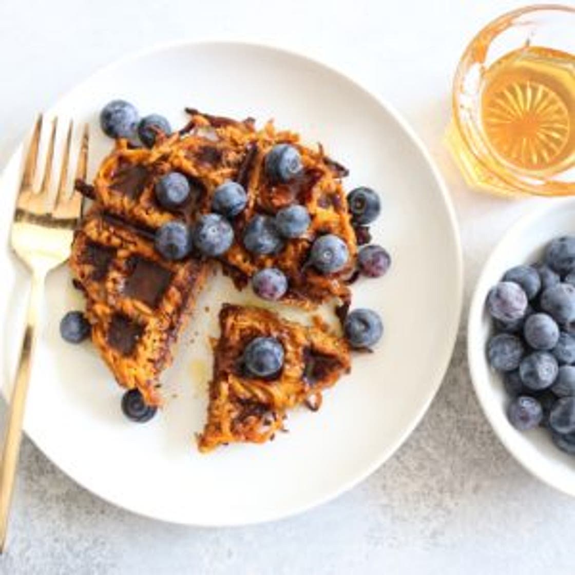 Spiralized Sweet Potato Waffles