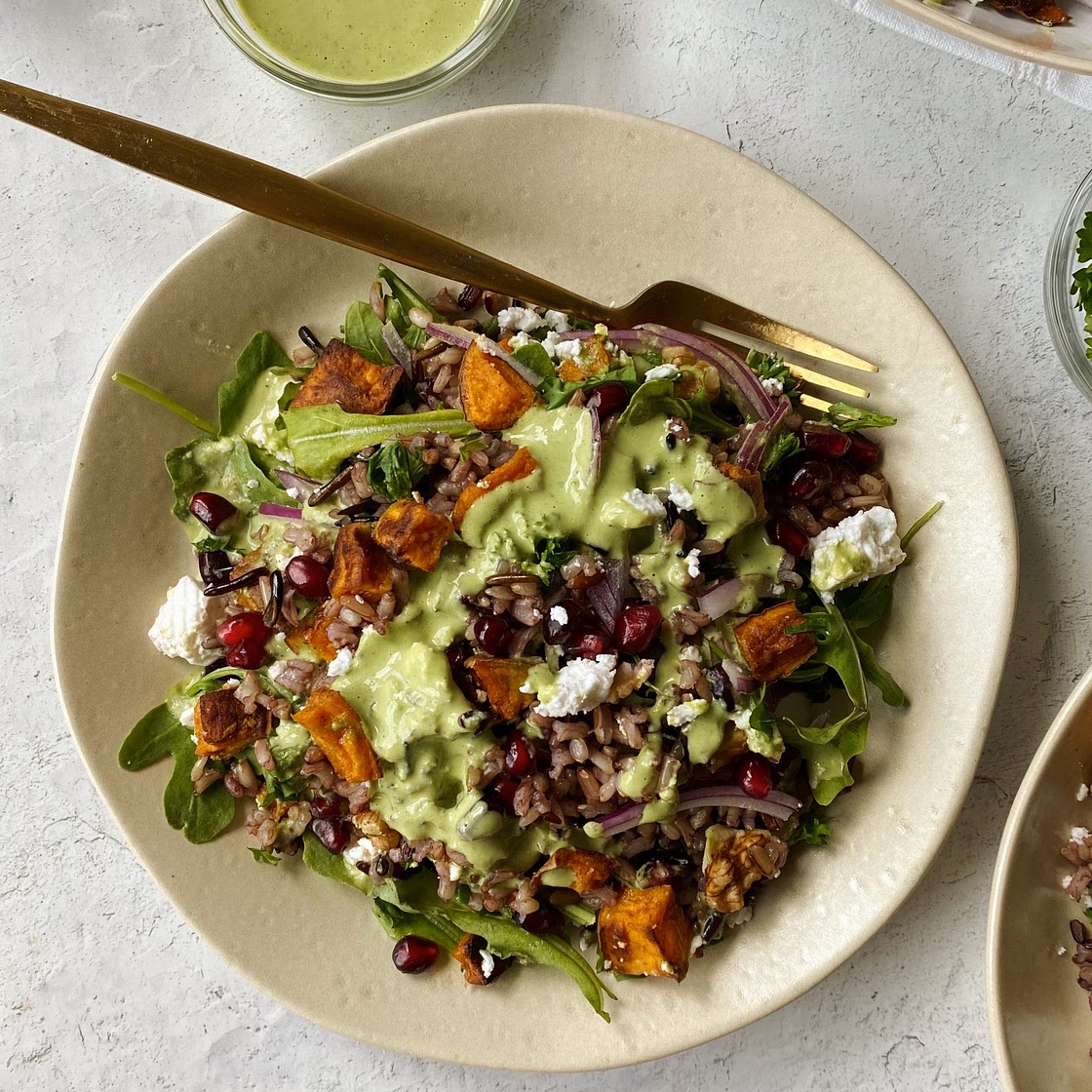 Wild Rice Salad with Green Goddess Tahini