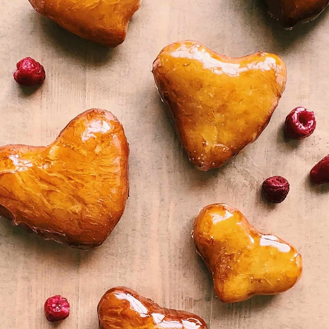 Heart- Shaped Vanilla Bean Custard Filled Crème Brûlée Donuts