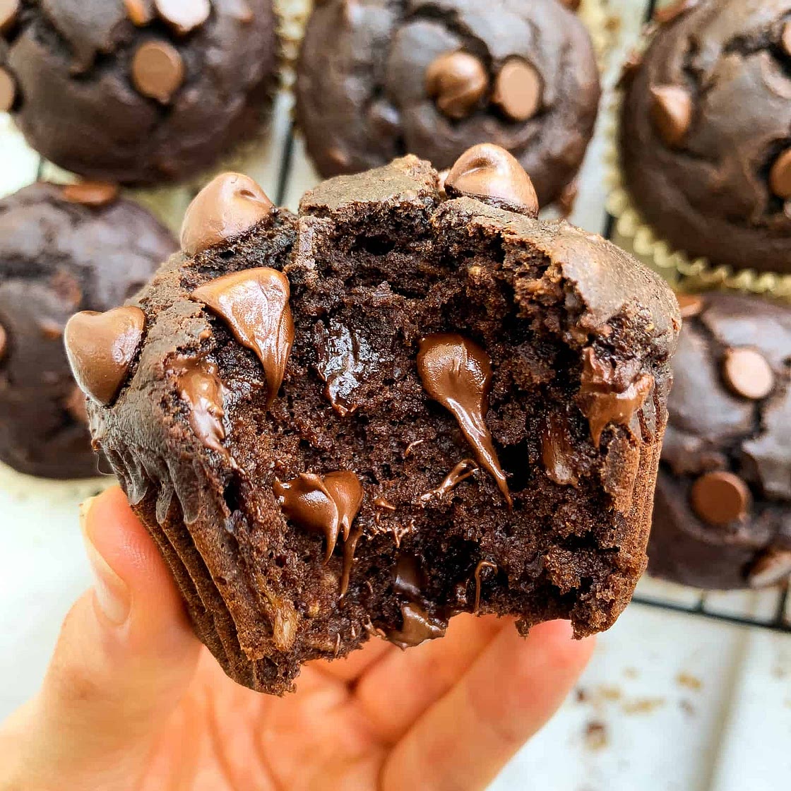 Healthy Peanut Butter Chocolate Banana Muffins
