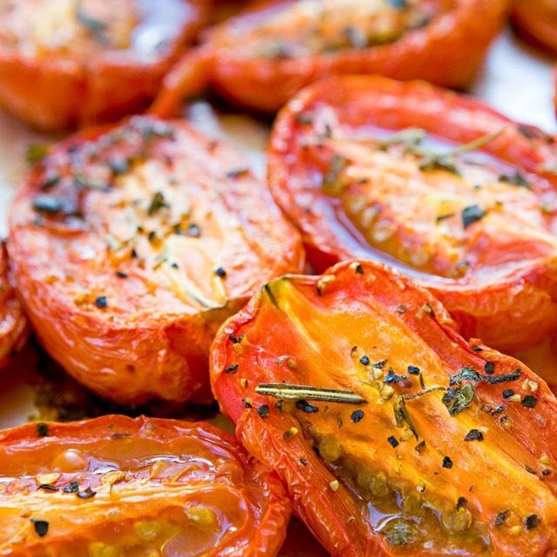 Slow Roasted Tomatoes with Garlic and Herbs
